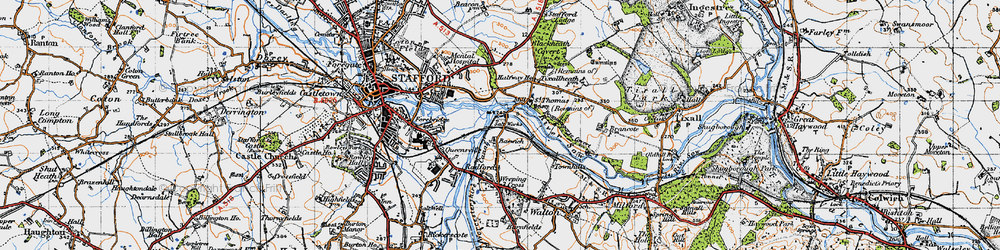 Old map of Baswich in 1946