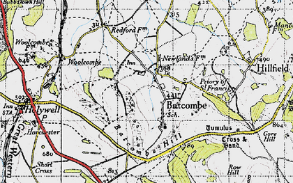Old map of Batcombe in 1945