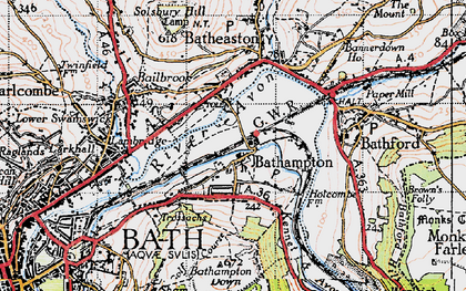 Old map of Bathampton in 1946