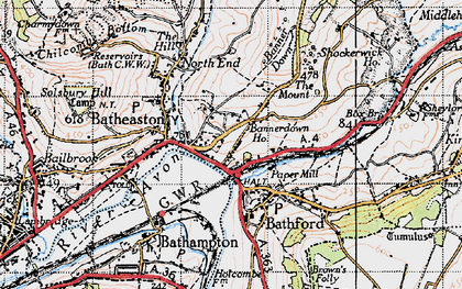 Old map of Batheaston in 1946