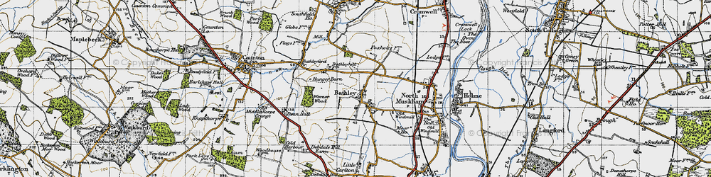 Old map of Bathley in 1947