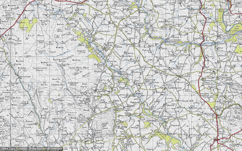 Old Map of Historic Map covering Uphill in 1946