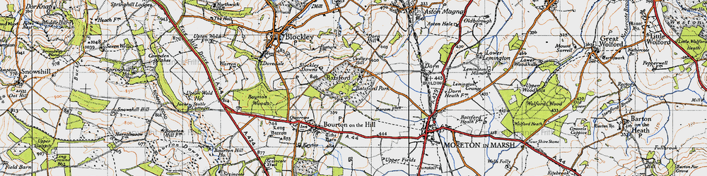 Old map of Batsford in 1946