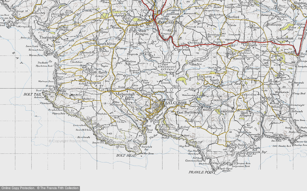 Old Map of Historic Map covering Lincombe in 1946