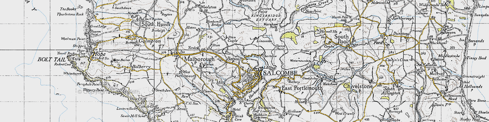 Old map of Lincombe in 1946