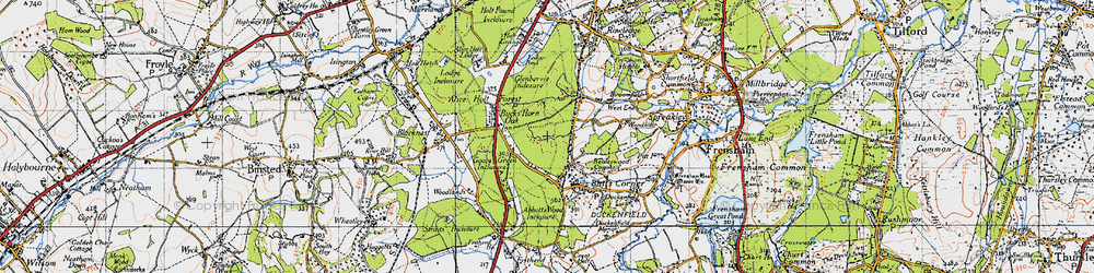 Old map of Batt's Corner in 1940
