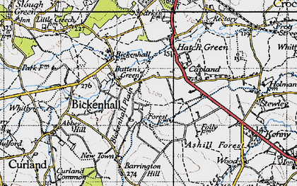 Old map of Barrington Hill in 1945