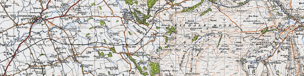Old map of Battersby Moor in 1947