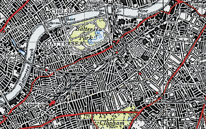 Old map of Battersea in 1945