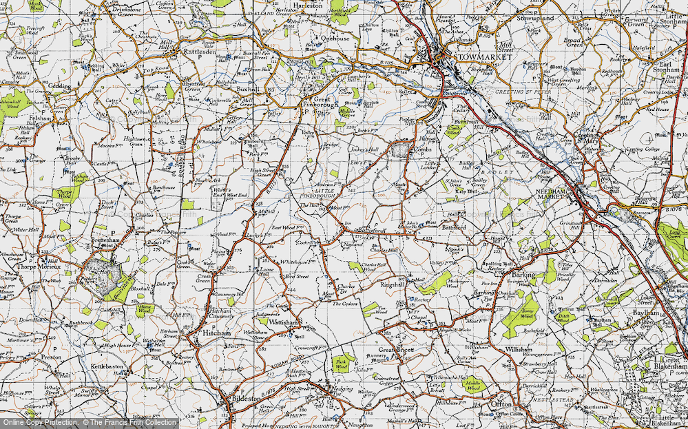 Old Map of Battisford Tye, 1946 in 1946