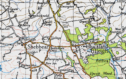 Old map of Battledown Cross in 1946