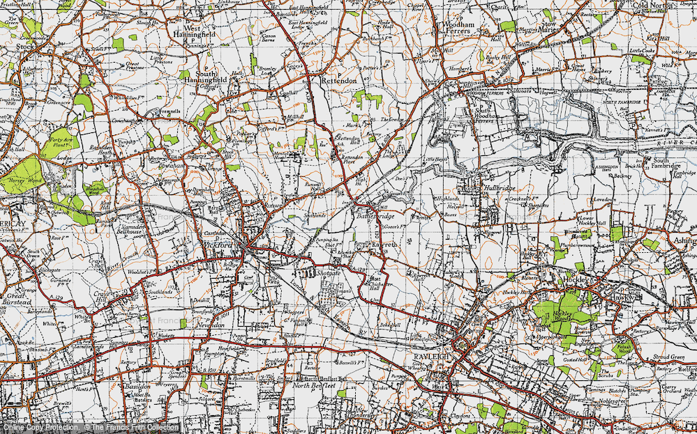 Old Map of Battlesbridge, 1945 in 1945