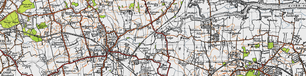 Old map of Battlesbridge in 1945