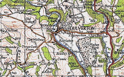 Old map of Pixton Park in 1946