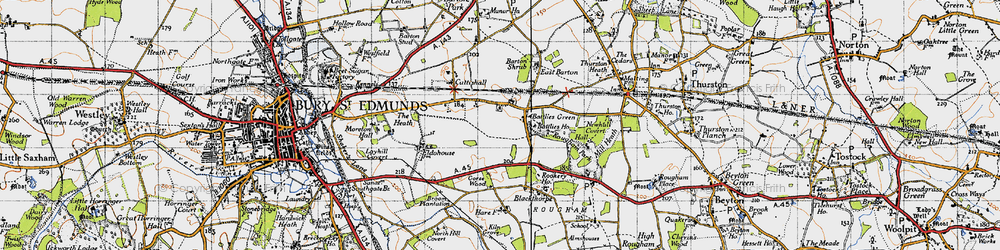 Old map of Battlies Green in 1946