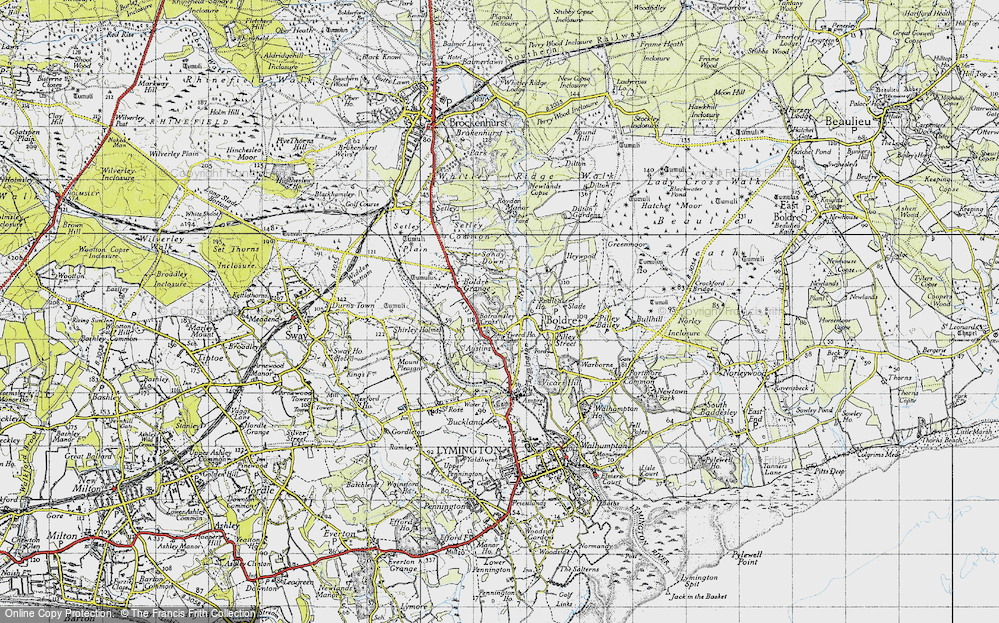Old Map of Historic Map covering Boldre Grange in 1945