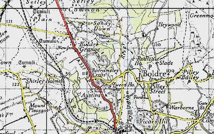 Old map of Battramsley Cross in 1945
