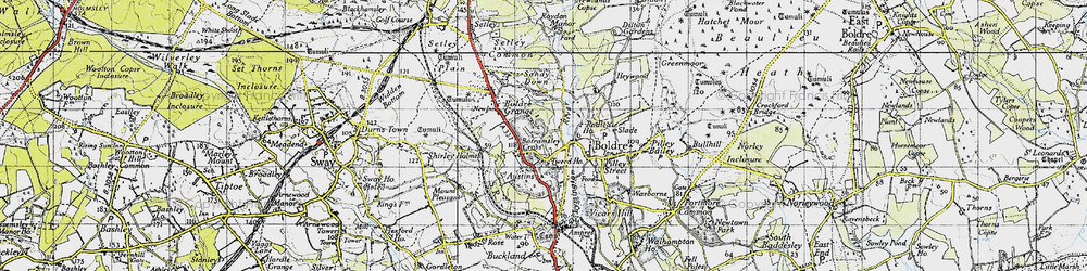 Old map of Battramsley Cross in 1945