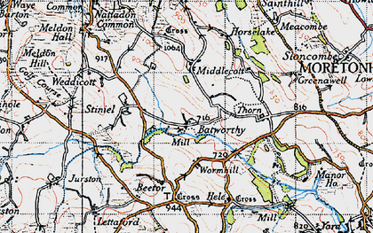 Old map of Batworthy in 1946