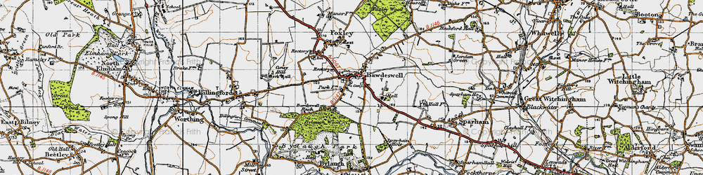Old map of Sparham Hole in 1946