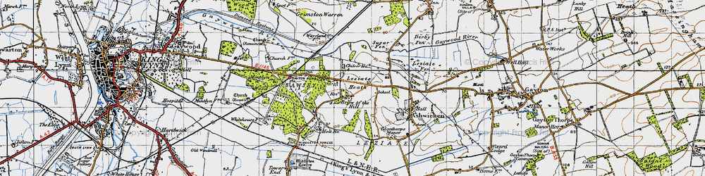 Old map of Bawsey in 1946