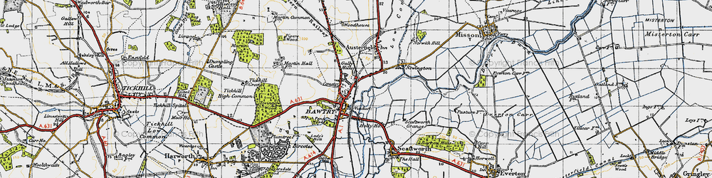 Old map of Bawtry in 1947