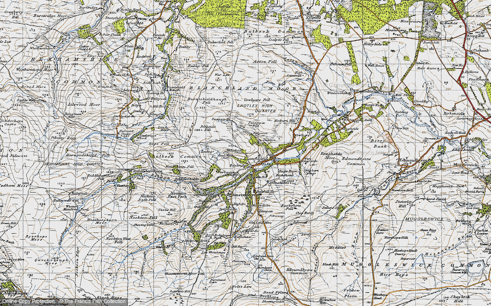Old Map of Historic Map covering Birkside Fell in 1947