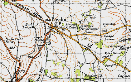 Old map of Baydon in 1947
