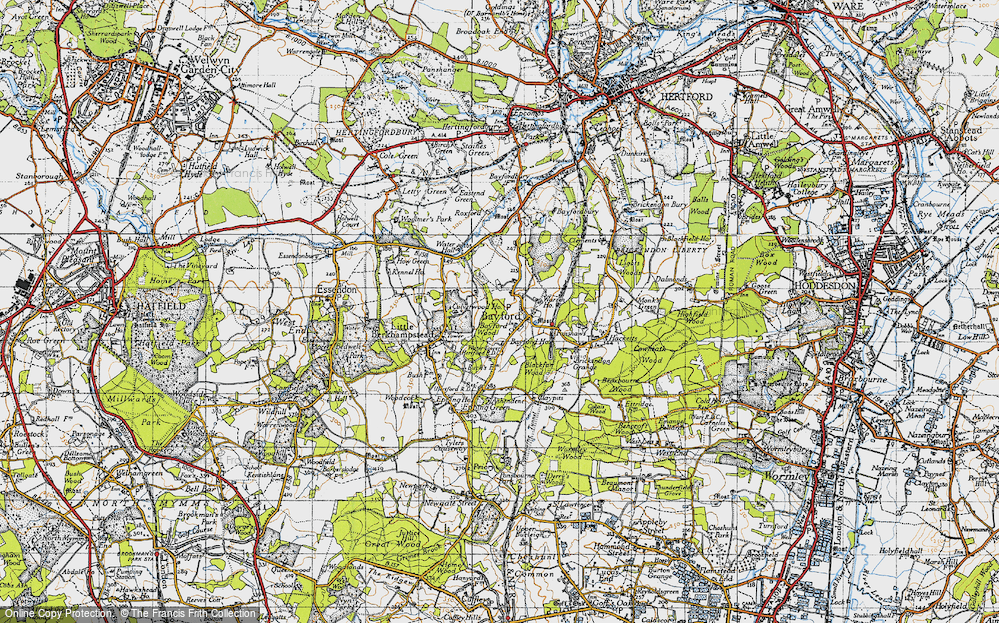 Old Map of Historic Map covering Bayford Wood in 1946