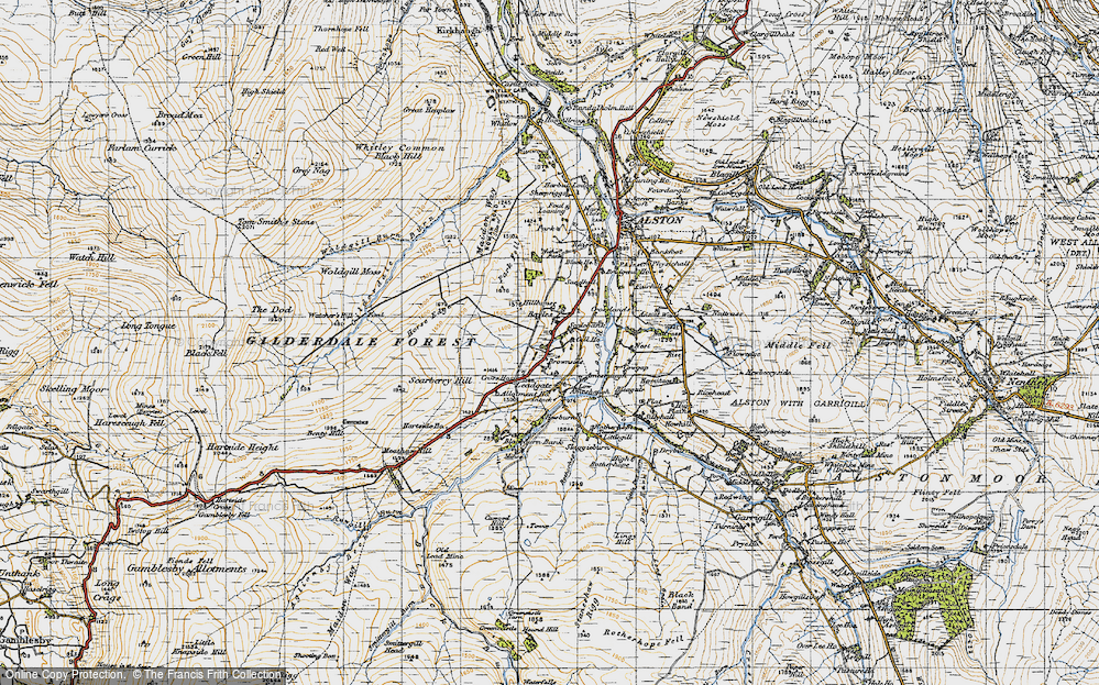 Old Map of Historic Map covering Brownside Moss in 1947