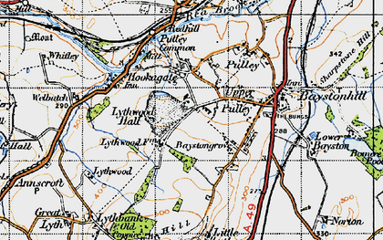 Old map of Bayston Hill in 1947