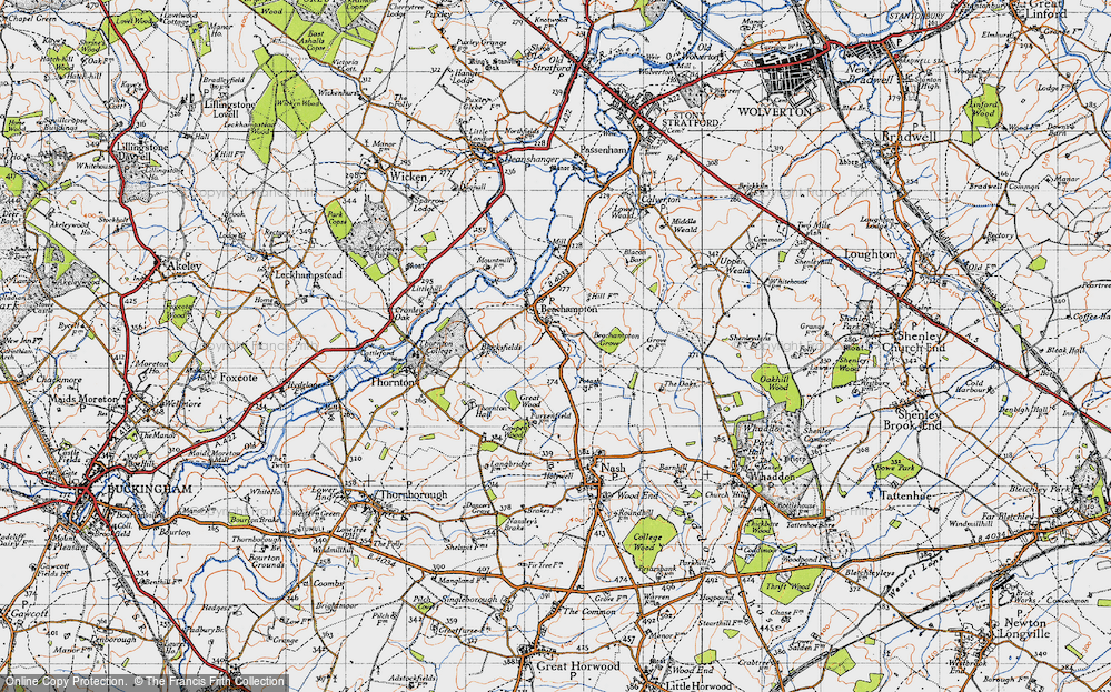Old Map of Historic Map covering Beachampton Grove in 1946