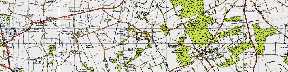 Old map of Beachamwell Warren in 1946