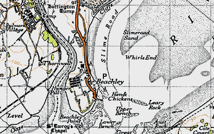 Old map of Beachley Point in 1946