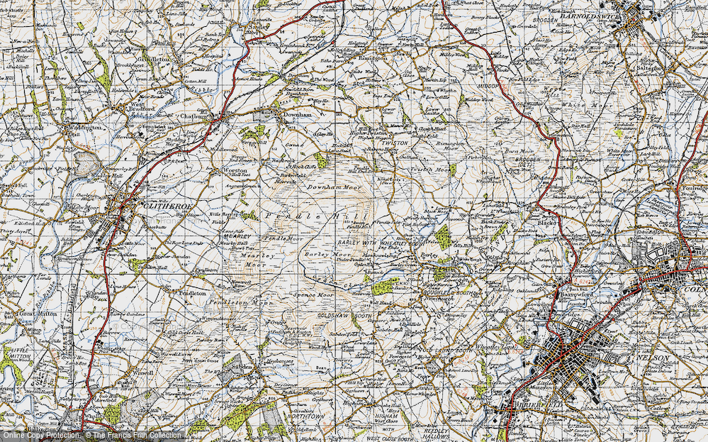 Old Map of Historic Map covering Barley Moor in 1947