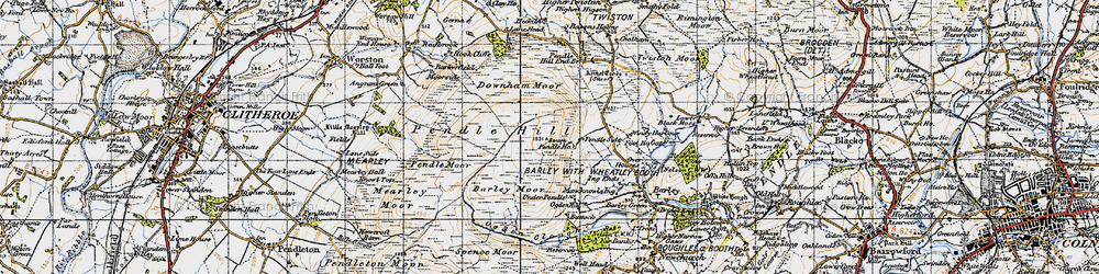 Old map of Pendle Hill in 1947
