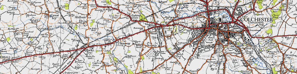 Old map of Beacon End in 1945