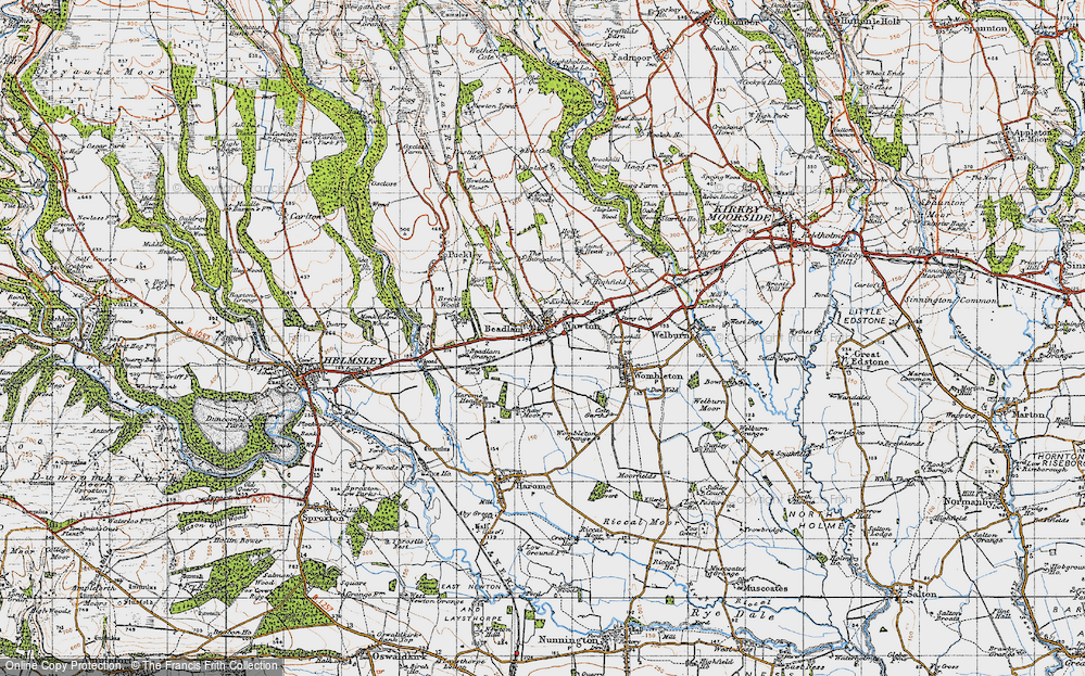 Old Map of Historic Map covering Boon Woods in 1947