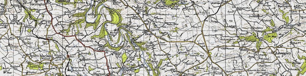 Old map of Beaford Brook in 1946