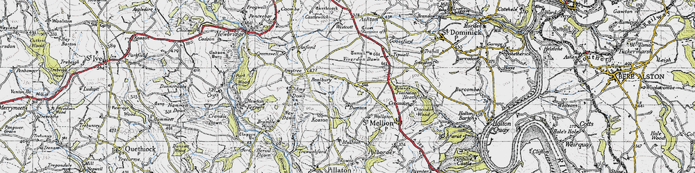 Old map of Bealbury in 1946