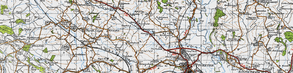 Old map of Beamhurst Lane in 1946