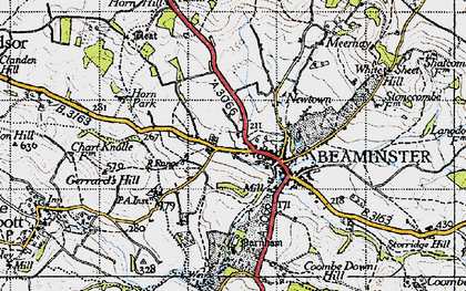 Old map of Beaminster in 1945