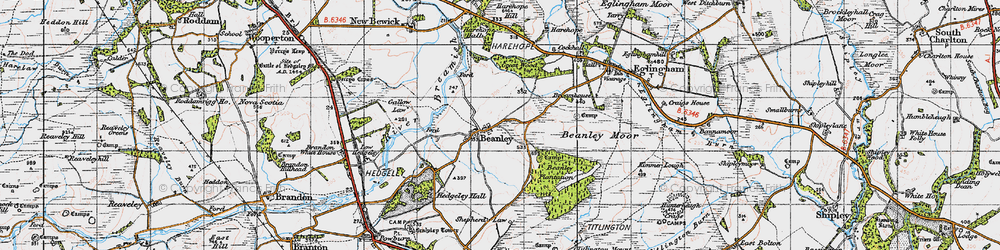 Old map of Beanley in 1947