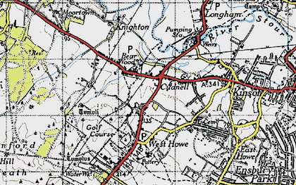 Old map of Bear Cross in 1940