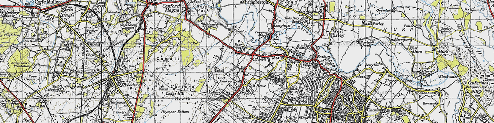 Old map of Bear Cross in 1940