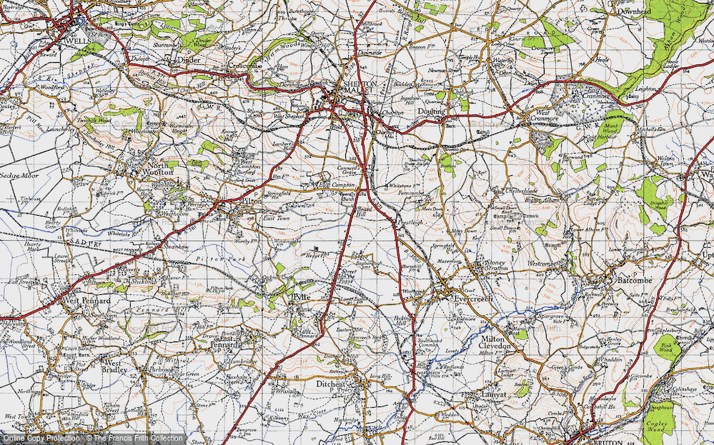 Old Map of Historic Map covering Whitecroft in 1946