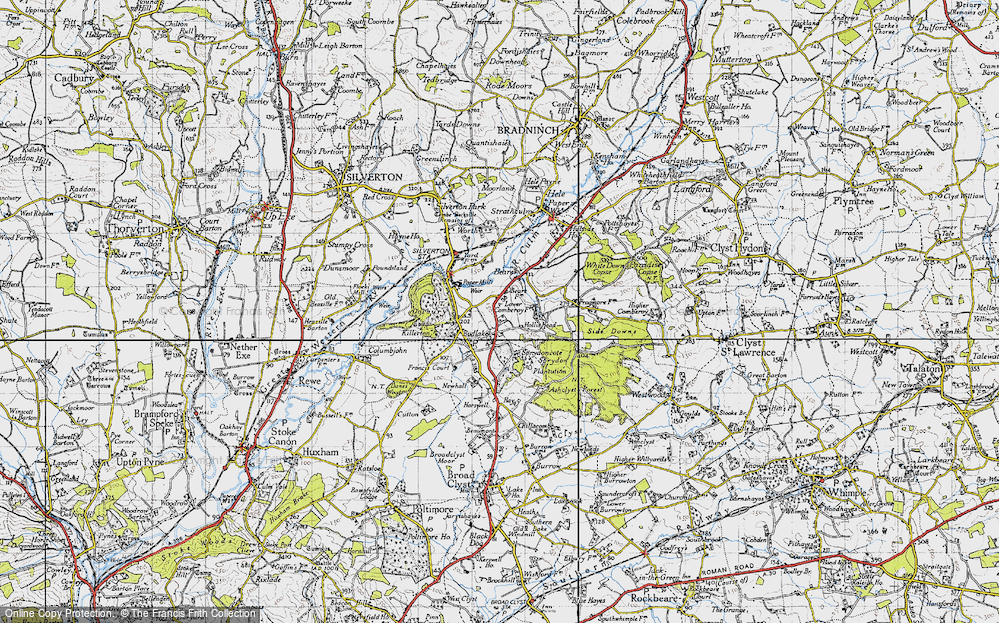Old Map of Historic Map covering Killerton Park in 1946