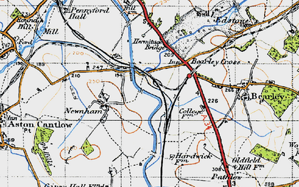 Old map of Bearley Cross in 1947