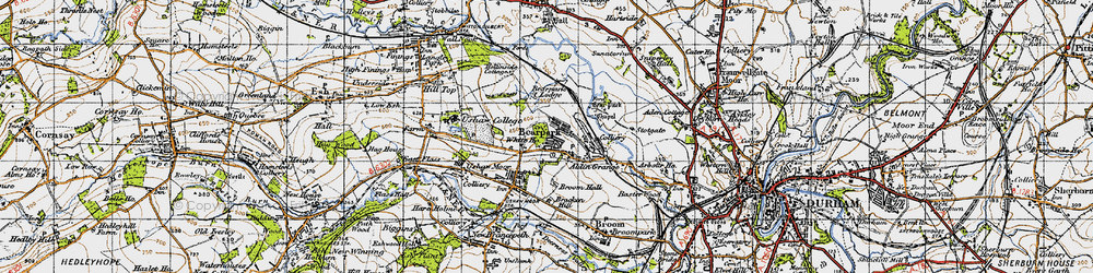 Old map of Bearpark in 1947