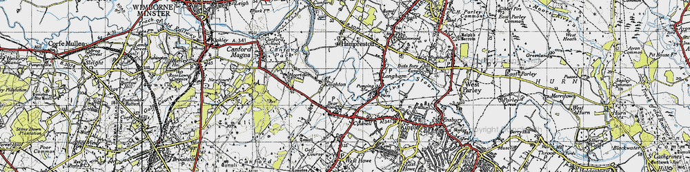 Old map of Bearwood in 1940